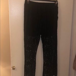 All black lace capris